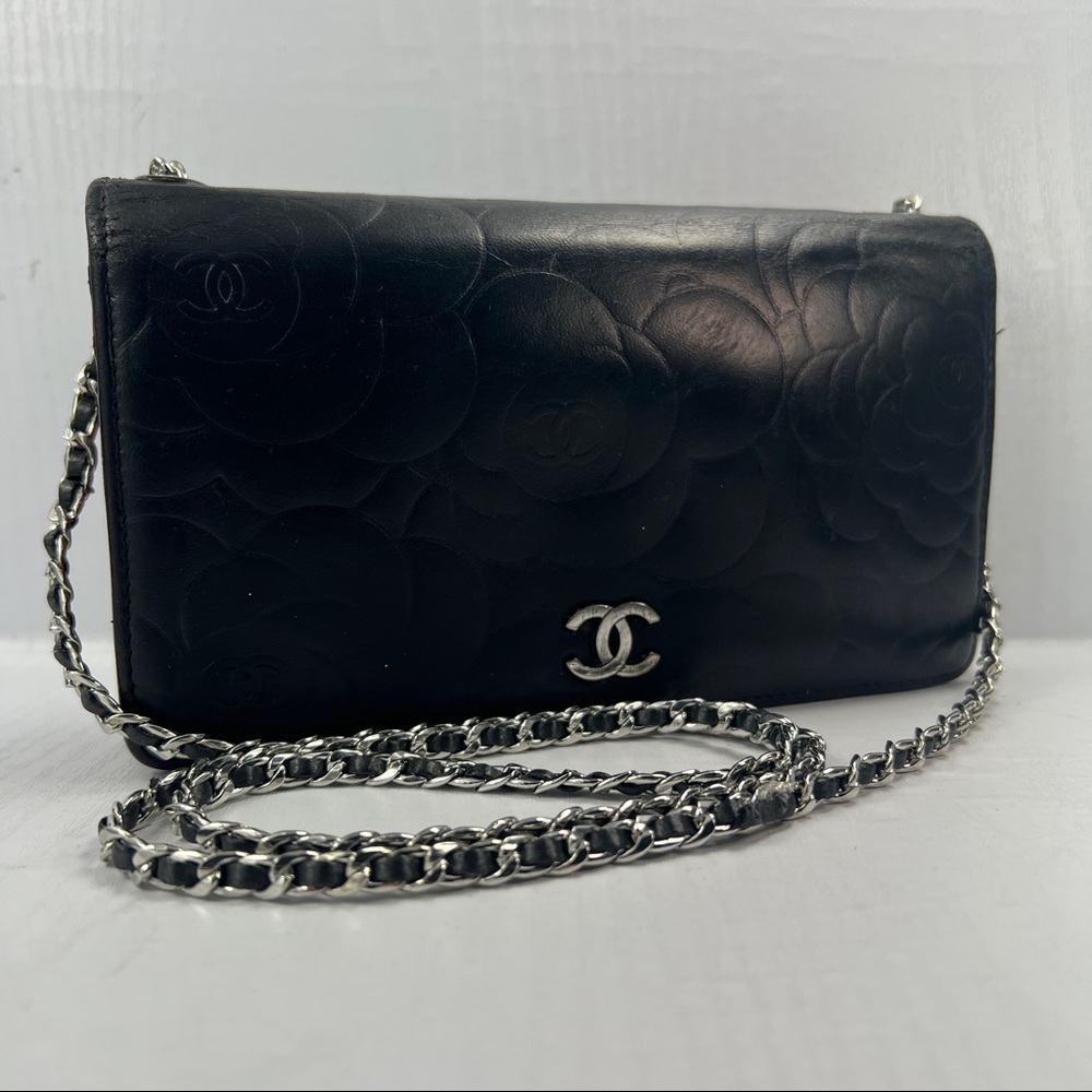 Chanel Camellia embossed WOC